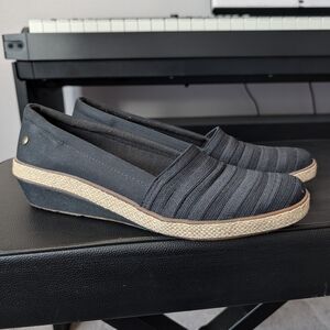 Grasshoppers Size 10 Black Slip‎ On Espadrille Wedge Sneakers